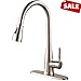 Commercial Stainless Steel Single Handle Pull Down Sprayer Kitchen Sink Faucet, Brushed Nickel Kitchen Faucet With Deck Plate