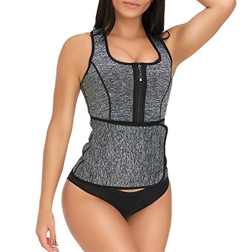 Slimerence Neoprene Sauna Suit Tank Top Vest for Women, Latex Sport Girdle Waist Trainer Corset Grey 3XL