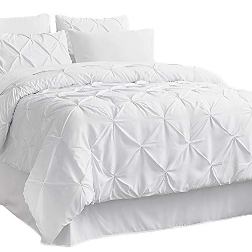 Bedsure White Twin Comforter Set Kidss 6 Pieces Pintuck Twin Bed in A