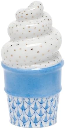 Herend Ice Cream Cone Figurine Blue Fishnet