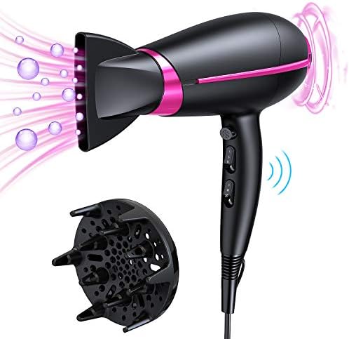 Ribivaul Hair Dryer, Large Airflow, Quick Drying, Cool/Hot Air Mode, Adjustable Temperature & Air Flow, 57° Constant Temperature Hair Care, Restoration Dryer, Low Noise, Improved Hair Quality, For Business/Home/Travel Use, Popular Dryer, Low Power, Lightweight, Nozzle Diffuser, Japanese Instruction Manual Included, Rose Red