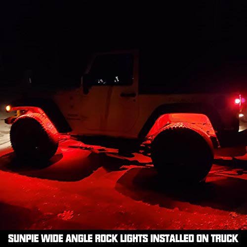 SUNPIE 4 Pods Upgraded 210 Degrees Wide Angle RGBW LED Rock Lights APP
