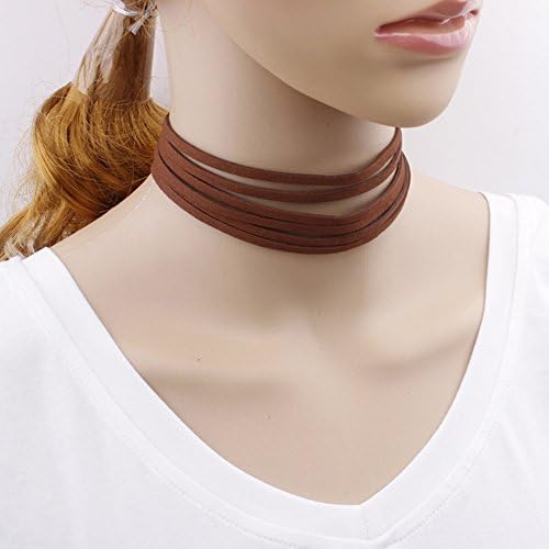 Tomtosh Summer Newest fashion jewelry accessories white Multilayer Lace Tattoo choker necklace for couple lovers (Coffee)