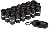 AmazonBasics Standard Dog Waste Bags with Dispenser and Leash Clip - Pack of 300, 13 x 9 Inches, Black
