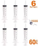 50ml - 60ml Catheter Tip Syringe with Airtight Covers - Value Pack of 6 Large Disposable Sterile Syringes Without Needle by MKsupplies