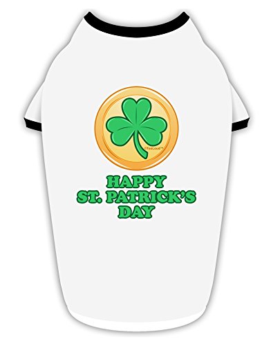 TooLoud Shamrock Button - St Patrick's Day Cotton Dog Shirt White with Black Small