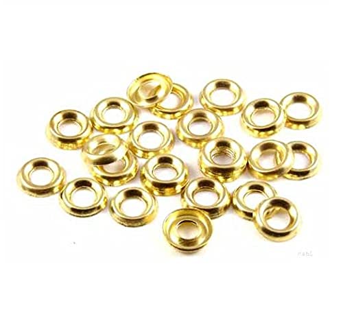 TERF® 100 Pcs Brass Plated Screw Cup Washer Size No. 6 Countersunk Screw Surface Finishing Cup Washers Gauge Size No. 6g