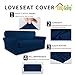 Easy-Going 2 Pieces Microfiber Stretch Sofa Slipcover – Spandex Soft Fitted Sofa Couch Cover, Washable Furniture Protector with Elastic Bottom Kids, Pet (Loveseat, Navy