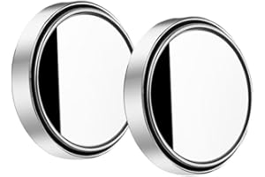Biyrly 2 pcs Blind Spot Mirrors,2" Round HD Glass Frameless Convex Rear View Mirrors,360° Wide Angle Side View Mirror (Silver)