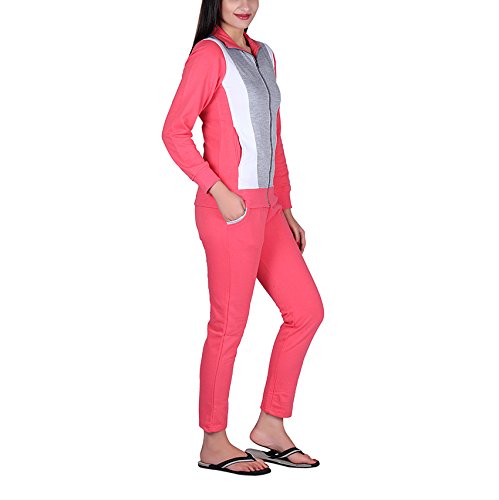 vivid bharti women's three colour's collar full sleeve fleece tracksuit