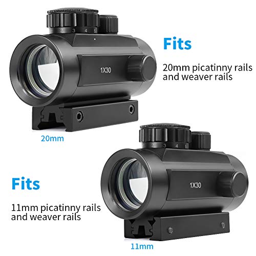 Twod Red Green Dot Sight 1x30mm Rifle scope with 20mm Picatinny Weaver Mount Illuminated Reticle For Hunting