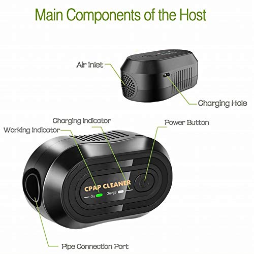 CPAP Cleaner & Sanitizer, Vktech Portable Mini CPAP Cleaner Disinfector, CPAP Mask Cleaner Suit for CPAP Machine Air Tubes Heated Hose Pipe Tube Accessories, Black - Thumbnail 5