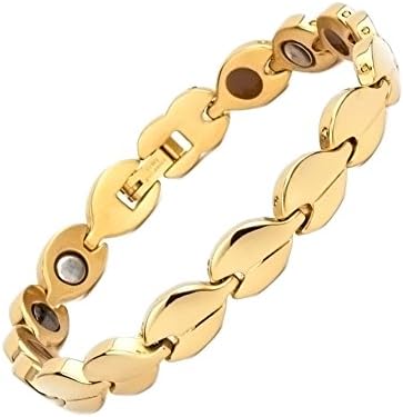 Elegant Stainless Steel Bracelet With Germanium, FIR, Anion, Energy Power Stones/Magnets Therapy for Pain Relief &amp; More