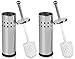 Chrome Stainless Steel Modern Toilet Brush & Holder Set (2 Pack) - Modern Toilet Bowl Brush Holder - Cleaner Toilet Brushes Bathroom Accessories - Bathroom Bowl Cleaner Brush with Caddy