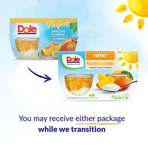 Dole Fruit Bowls Peaches & Creme Parfait, Gluten Free Healthy Snack, 4.