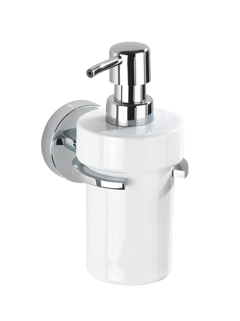 WENKO Zinc Die Cast, 22315100 Soap Dispenser Dispenser: Ceramic 11.5 x 8.5 x 17 cm Chrome