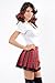 Honeystore Women's School Uniform Costume, 3-Piece Set,White And Red,L(Bust: 37.8-41.7in)