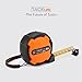 SonLong Measuring Tape Tape Measure 26-Foot(8m) Tape Ruler Metric and Inches with Magnetic Hook, Nylon Coating, Wrist Strap for Construction, Home, Carpentry Measurement - TM-B03, Orange and Black