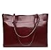 Covelin Women's Handbag Genuine Leather Tote Shoulder Bags Soft Hot Wine red