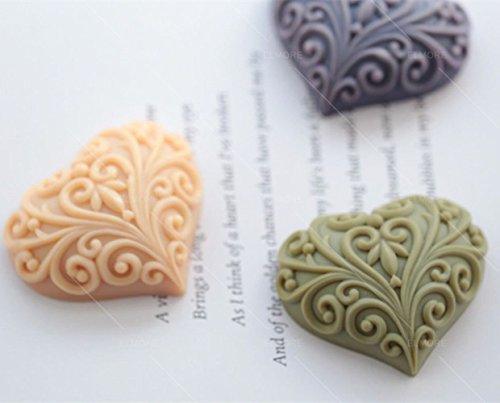 Grainrain Heart Shaped Flower Soap Bar Mold Silicone Mould DIY Craft Candle Resin Mold One Cavity