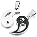 INBLUE Men's 2 PCS Stainless Steel Enamel Pendant Necklace Black White Yin Yang Love Couple -With 20 and 23 Inch Chain