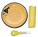 Cooks Innovations Ceramic Grater Plate 3 Piece Set - Grater, Peeler, & Brush - Beautiful Grape Design - Blue & Yellow