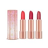 Super Matte Lipstick Set, Twinkle Starlight 3 Color Matte Lipstick, Matte Waterproof Long Lasting Lip Gloss, lip balm, Non-Stick Cup for Lips Makeup Gift