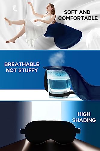 Aosun Silk Sleep Mask, 22-Momme 100% Pure Mulberry Silk Light-Blocking Eye Mask with Adjustable Strap, Hypoallergenic, Gifts for Women and Men (Blue)