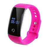 Diggro S1 Bluetooth Smart Bracelet Watch Wristband with Heart Rate and Blood Oxygen Monitor Sport Fitness Tracker Sleep Monitor for Android iOS, Rose Red