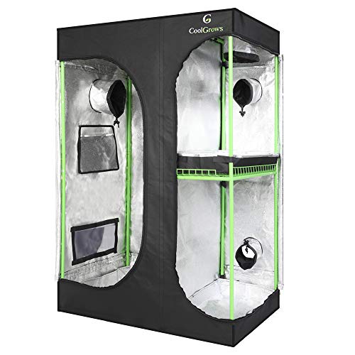 CoolGrows Upgraded 2-in-1 36″x24″x53″ Mylar Hydroponic Grow Tent with Easy View Window and Floor Tray for Indoor Plant Germination Growing