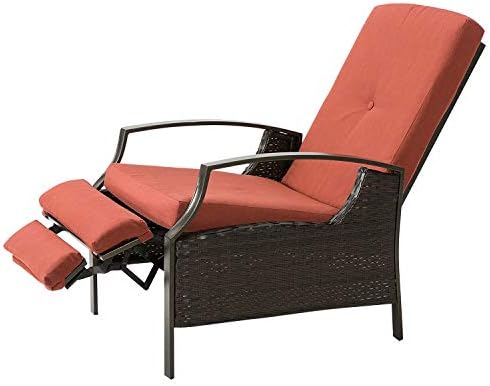 Hollyhome Patio Wicker Adjustable Recliner Chair Relaxing Lounge Chair With Thick Spunpoly Cushion Water Resistant Red Patio Furniture Accessories Amazon Com Au