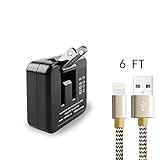iPhone Wall Charger ,Aonear 2.4A 12W Rapid Dual USB Travel Wall Charger With 6-feet Long Lightning Cable for iPhone 7/ 7Plus, 6S/ 6S Plus, 6/ 5S/ SE/5C