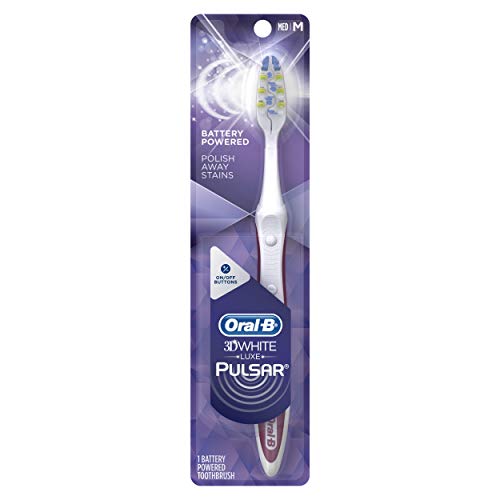 Oral-B 3D White Luxe Pulsar Battery Powered Medium Bristle Toothbrush, 1 Count (Color may vary)