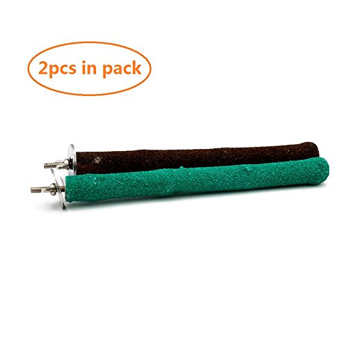Borange Parrot Perches Bird Stand Natural Wood Quartz Sand Branches Nail Perch for Medium Large Birds African Grey Cockatiel Parakeet Conure Cage Accessory Pack of 2 (Upgraded New Version 25cm/10")