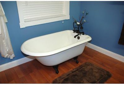 Cast-Iron Rolled Rim Clawfoot Tub 55" X 30" with No Faucet Drillings and Oil Rubbed Bronze Feet