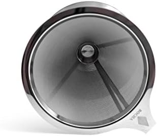BOCHA - Pour Over Coffee Cone Dripper, Permanent and Reusable Stainless Steel Filter with Attached Cup Stand and FREE eBook (18/8 Steel)
