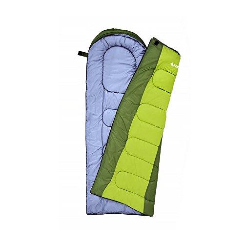 AmiCool Warm Weather Sleeping Bag - Outdoor Camping, Backpacking & Hiking - Fit for Kids, Teens and Adults - Lightweight, Waterproof & Compact (Green)