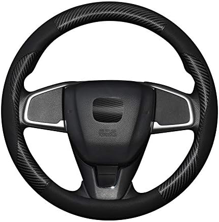 Mazero ハンドルカバー Sサイズ 36 5 37 9cm ハンドル 軽自動車 普通車 ミニバン ステアリングカバー カーボン Puレザー 滑り止め 通気性いい 触り心地よし シンプル キャラクター ステアリング カバー ブラック 黒