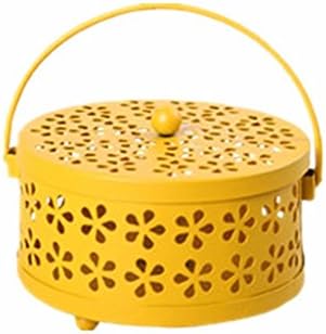 ShareCool Mosquito Coil Holder Portable Incense Burner Classical Design Metal Incense Holder (Yellow)