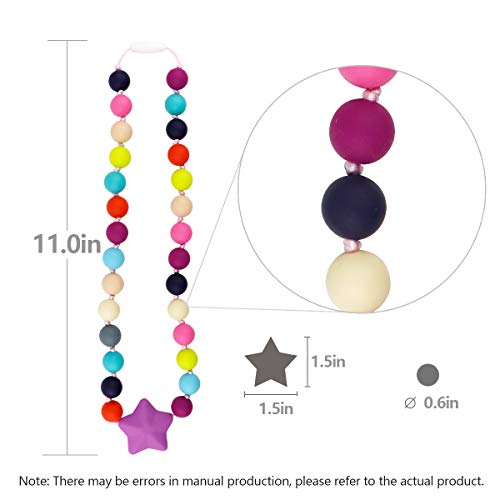 TUXEPOC Sensory Chew Necklace for Kids,Girls/Boys Silicone Teething Necklace for Baby,Oral Sensory Chew Toys Teether Necklace Chewing Designed for Autism, ADHD, BPA Free Chew Beads (Purple)