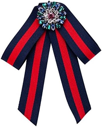 FUNNY365 Lady Rhinestone Crystal Wedding Party Bowtie Men Brooch Pin Necktie (Blue)