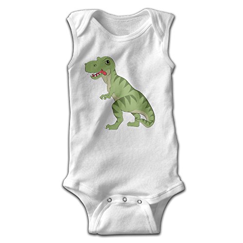 EVPOPC LVMI Cartoon Dinosaur Newborn Baby Sleeveless Romper Creeper White