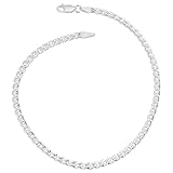 Kooljewelry Sterling Silver Diamond-Cut 3.5 mm Mariner Anklet (10 inch)