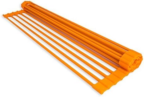 Domestic Corner - Dish Rack - Over-the-Sink Roll-Up Drying Rack - Orange