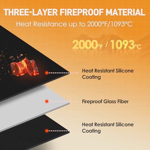 70 x 48 in Grill Mats for Outdoor Grill Compatible with Blackstone 28in & 36in Griddle, Fireproof Griddle Mats for Grilling to Protect the Deck, Griddle Accessories Compatible with Blackstone - 0.6mm