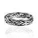 925 Oxidized Sterling Silver 4.5 mm Braided Woven Wave Antique Style Band Ring - Size 8