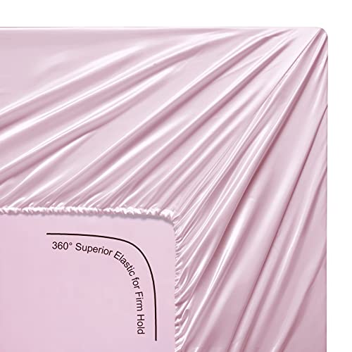 Lanest Housing Silk Satin Sheets, 4-Piece Queen Size Satin Bed Sheet ...