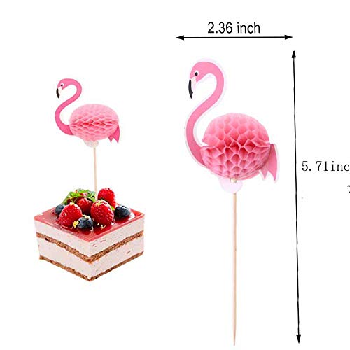 48x Snailmon Flamingo Cupcake Toppers pcks Pineapple Cupcake Toppers, 3D Cocktail Picks Cake Decoration for Luau Hawaii Tropical Birthday Wedding Beach Party