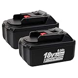 2 Pack 18V 6.0Ah BL1860 Lithium-Ion Replacement for Makita 18V Battery BL1830 BL1850 BL1840 BL1850B-2 BL1845 BL1815 BL1820 BL1860B LXT-400 18-Volt Cordless Power Tools Batteries