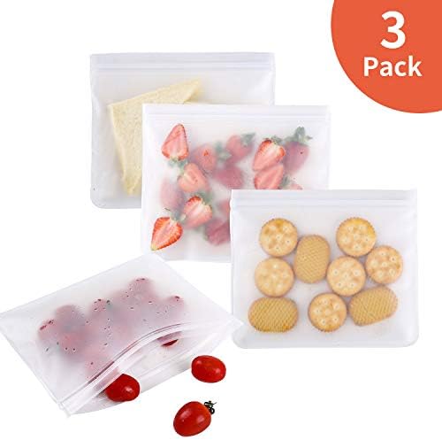 Biodegradable Reusable Sandwich Bags (3 Pack) - TENDAZON Leakproof and Fresh for Snacks, Fruits, Lunch, Storage, Washable and Reusable, Excellent for Meal Prepping, FDA Approved